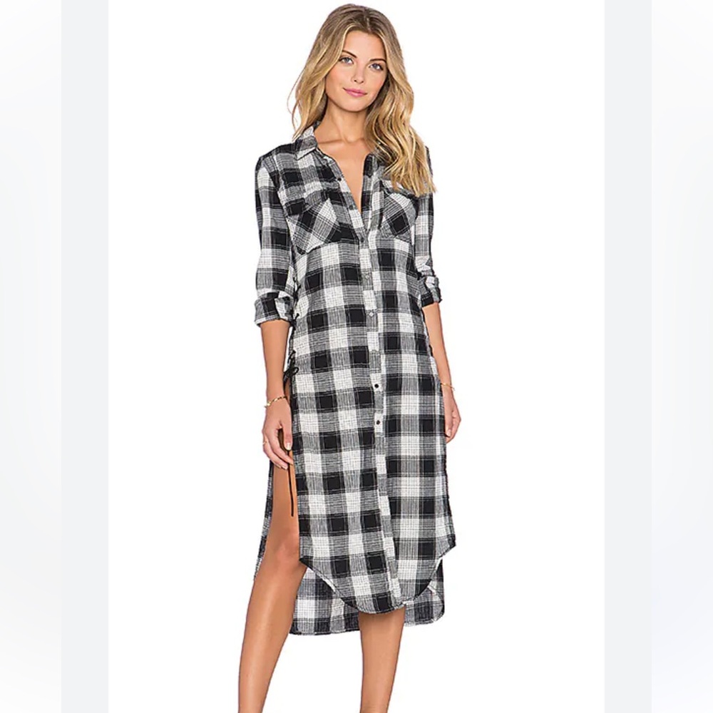 Blank NYC Black and White Plaid Shirt Dress